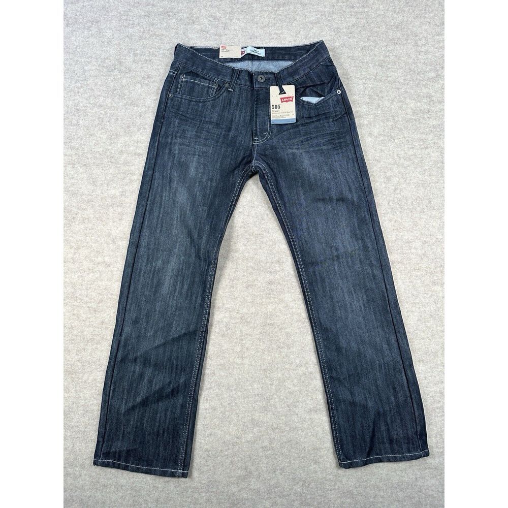 Levis Jeans Women's 28x28 Black 505 Straight Leg Dark Wash Denim Casual